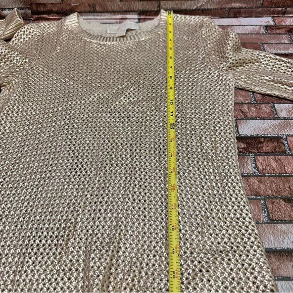Michael Kors metallic Gold Shimmer knit sweater XS - Picture 10 of 13